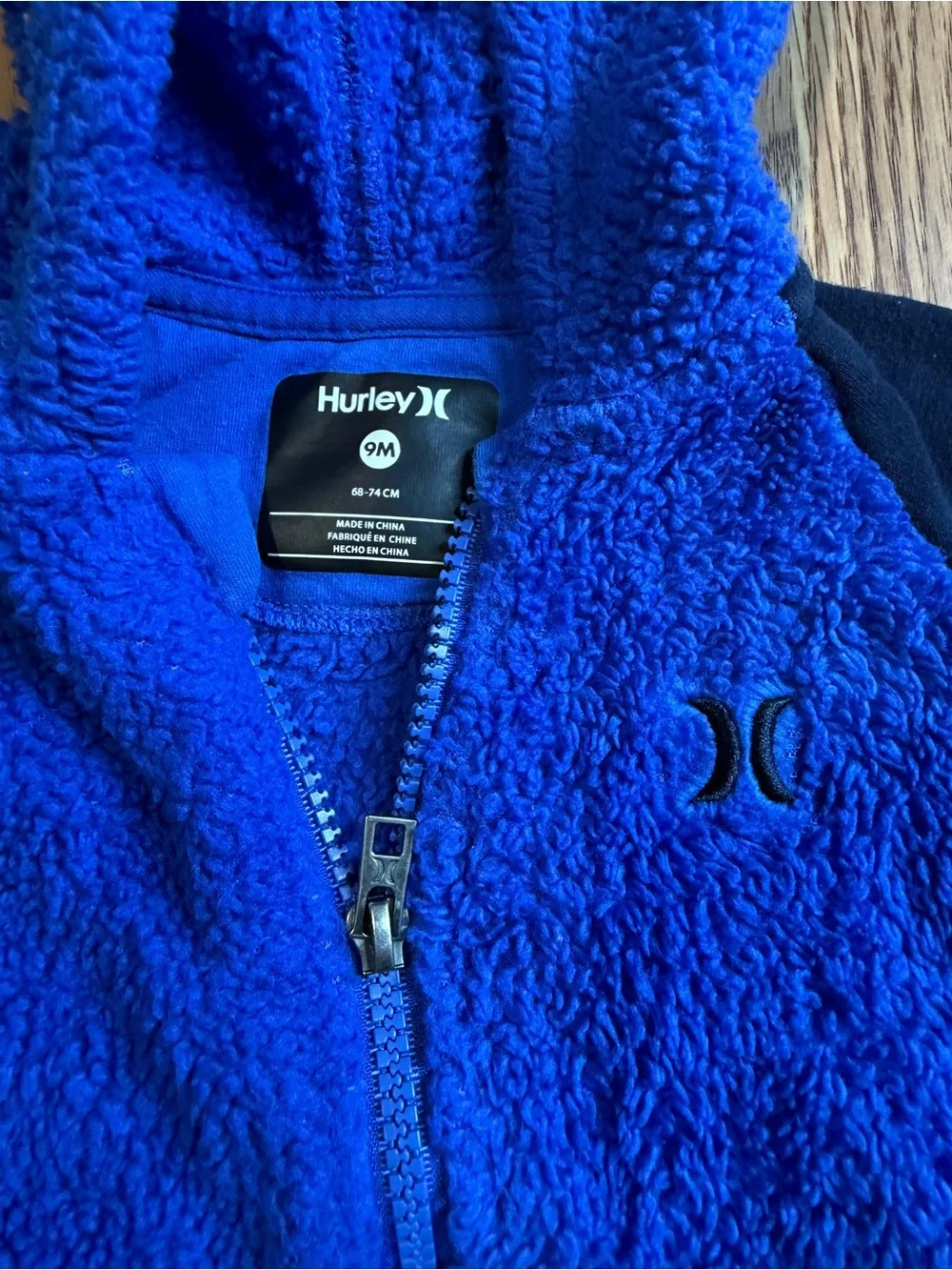 Hurley Royal Blue Sherpa Hooded One-Piece with Black Sleeves
